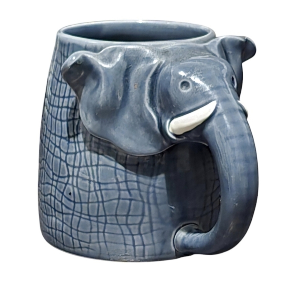 Vintage Vandor Elephant Mug Barbi Jo Stim 1970s Elephant Design Blue Coffee Mug